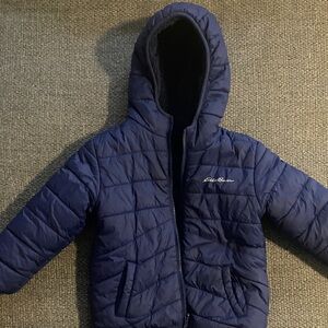 Eddie Bauer Navy Kids Puffer Jacket- reversible